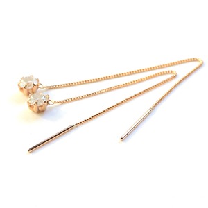 k18 ピンクゴールド ダイヤモンド 0.3ct アメリカン チェーンピアス