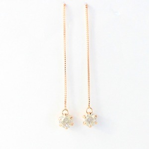 k18 ピンクゴールド ダイヤモンド 0.3ct アメリカン チェーンピアス