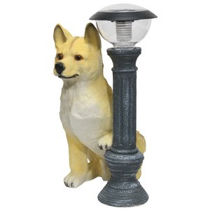 LEDセンサーライト付きオーナメント/ソーラーライト付き柴犬(タロー) ポリレジン樹脂製/玄関/エントランス/庭/ガーデニング/ガーデンライト/自動点灯/太陽光/屋外/外灯/完成品/NK-131