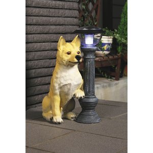 LEDセンサーライト付きオーナメント/ソーラーライト付き柴犬(タロー) ポリレジン樹脂製/玄関/エントランス/庭/ガーデニング/ガーデンライト/自動点灯/太陽光/屋外/外灯/完成品/NK-131