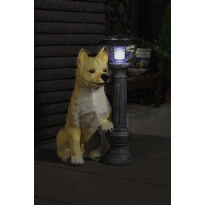 LEDセンサーライト付きオーナメント/ソーラーライト付き柴犬(タロー) ポリレジン樹脂製/玄関/エントランス/庭/ガーデニング/ガーデンライト/自動点灯/太陽光/屋外/外灯/完成品/NK-131