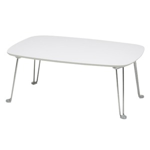 プライベートテーブル(ホワイト) 幅75cm×奥行50cm 幅75cm×奥行50cm 折りたたみローテーブル/リビングテーブル/机/モダン/スリム/シンプル/鏡面加工/完成品/NK-757
