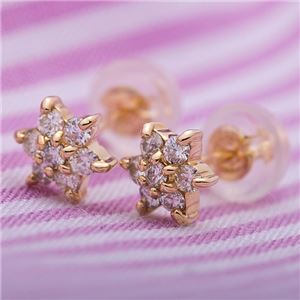 【鑑別書付】K18イエローゴールド 天然ダイヤモンドピアス ダイヤ0.2ctピアス フラワーモチーフ