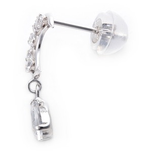 ピアス キュービックジルコニア ピアス K14ホワイトゴールド 月 ムーンモチーフ 高品質 シリコン製ダブルロックキャッチ仕様