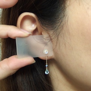 ブルートパーズ ブルームーン スカイブルートバーズ ピアス K10 イエローゴールド シリコン製ダブルロックキャッチ仕様 ドロップモチーフ