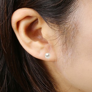 アコヤ真珠 ピアス パールピアス プラチナ Pt900 約6mm 約6ミリ珠 あこや真珠 本真珠 真珠 シリコン製ダブルロックキャッチ仕様