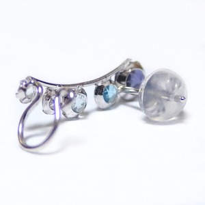 ピアス アイオライト ブルートパーズ アクアマリン ホワイトトパーズ K10 ホワイトゴールド イヤーカフ 左耳用 ラインピアス シリコン製ダブルロックキャッチ