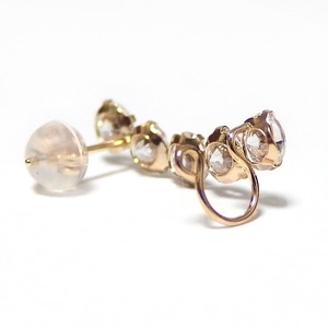 ピアス 高品質キュービックジルコニア K10 イエローゴールド イヤーカフ 右耳用 ラインピアス シリコン製ダブルロックキャッチ