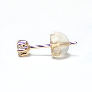 ピアス アクマリン K18 イエローゴールド 3月 誕生石 シリコン製ダブルロックキャッチ