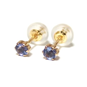 【訳あり・在庫処分】ピアス タンザナイト K18 イエローゴールド 12月 誕生石 シリコン製ダブルロックキャッチ