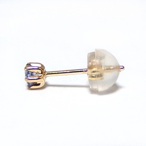 【訳あり・在庫処分】ピアス タンザナイト K18 イエローゴールド 12月 誕生石 シリコン製ダブルロックキャッチ