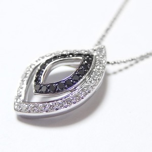 ダイヤモンド ネックレス K18 ホワイトゴールド 合計0.49ct ダイヤ0.31ct ブラックダイヤ0.18ct ダイヤネックレス ブラックダイヤ フラワー 花 ペンダント 限定1点限り