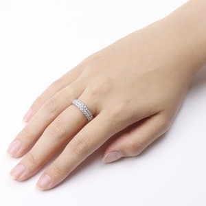 ダイヤモンド リング ハーフエタニティパヴェ 1ct プラチナ Pt950 ダイヤ合計37石 1カラット ハニカムセッティング構造で強度アップ ハーフエタニティリング DGL鑑別カード付き サイズ#12 12号