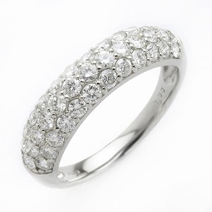 ダイヤモンド リング ハーフエタニティパヴェ 1ct プラチナ Pt950 ダイヤ合計37石 1カラット ハニカムセッティング構造で強度アップ ハーフエタニティリング DGL鑑別カード付き サイズ#15 15号