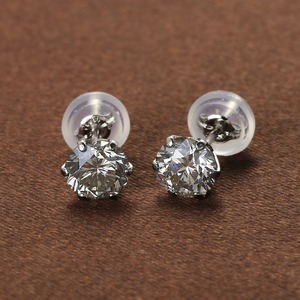 ダイヤモンド ピアス 一粒 1カラット プラチナ Pt900 1ct ダイヤ 大粒 ダイヤピアス 鑑別カード付き
