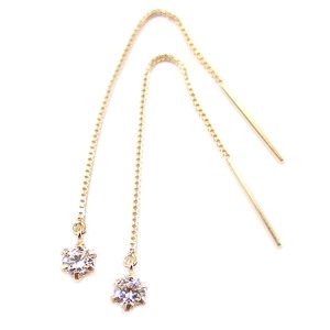 スーパーキュービックジルコニア アメリカン ピアス K18 イエローゴールド H＆C 0.2ctサイズ シンプル 