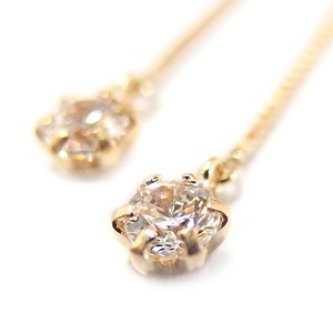 スーパーキュービックジルコニア アメリカン ピアス K18 イエローゴールド H＆C 0.2ctサイズ シンプル 