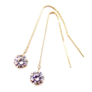 スーパーキュービックジルコニア アメリカン ピアス K18 イエローゴールド 高品質 ハート＆キューピッド H＆C 0.5ctサイズ シンプル