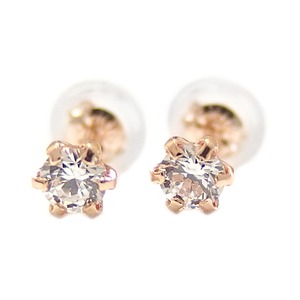 スーパーキュービックジルコニア ピアス K18 ピンクゴールド 高品質 ハート&キューピッド H&C 0.2ctサイズ シリコン製ダブルロックキャッチ仕様 シンプル