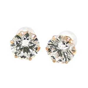 スーパーキュービックジルコニア ピアス K18 ピンクゴールド 高品質 ハート&キューピッド H&C 超大粒 2ctサイズ シリコン製ダブルロックキャッチ仕様 シンプル