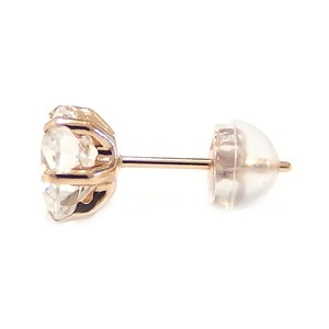 スーパーキュービックジルコニア ピアス K18 ピンクゴールド 高品質 ハート&キューピッド H&C 超大粒 2ctサイズ シリコン製ダブルロックキャッチ仕様 シンプル