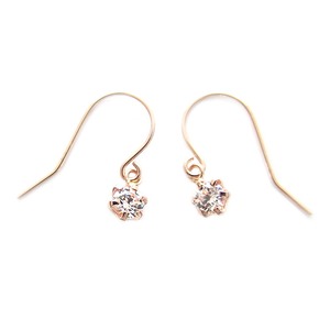 スーパーキュービックジルコニア ピアス K18 ピンクゴールド 高品質 ハート&キューピッド H&C 0.2ctサイズ ジプシータイプ シンプル