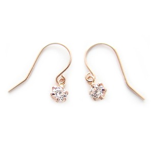 スーパーキュービックジルコニア ピアス K18 ピンクゴールド 高品質 ハート&キューピッド H&C 0.2ctサイズ ジプシータイプ シンプル