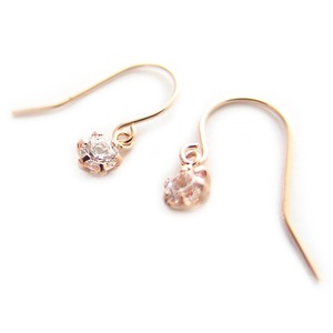 スーパーキュービックジルコニア ピアス K18 ピンクゴールド 高品質 ハート&キューピッド H&C 0.2ctサイズ ジプシータイプ シンプル