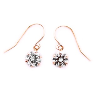 スーパーキュービックジルコニア ピアス K18 ピンクゴールド 高品質 ハート＆キューピッド H＆C 大粒 1ctサイズ ジプシータイプ シンプル