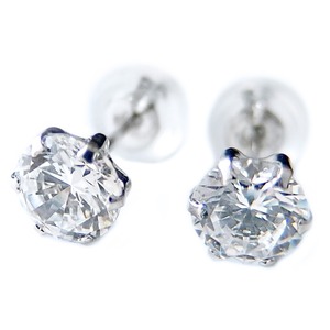 スーパーキュービックジルコニア ピアス プラチナ Pt900 高品質 ハート&キューピッド H&C 大粒 1ctサイズ シリコン製ダブルロックキャッチ仕様 一粒留