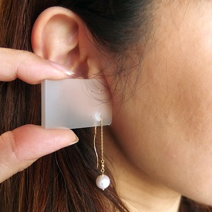 アコヤ真珠 パール ピアス K18 イエローゴールド アメリカンピアス 8mm 8ミリ珠 本真珠 真珠