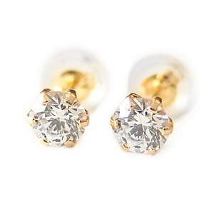 スーパーキュービックジルコニア ピアス K18 イエローゴールド 高品質 ハート&キューピッド H&C 0.5ctサイズ シリコン製ダブルロックキャッチ仕様 シンプル