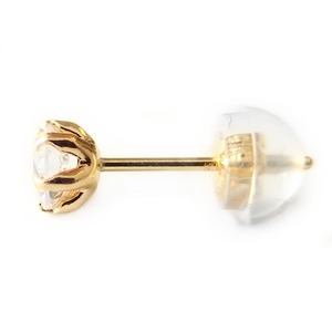 スーパーキュービックジルコニア ピアス K18 イエローゴールド 高品質 ハート&キューピッド H&C 0.5ctサイズ シリコン製ダブルロックキャッチ仕様 シンプル