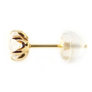 スーパーキュービックジルコニア ピアス K18 ピンクゴールド 高品質 ハート&キューピッド H&C 大粒 1ctサイズ シリコン製ダブルロックキャッチ仕様 シンプルイエロー