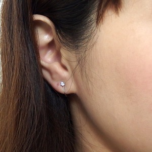 イヤリング スーパーキュービックジルコニア プラチナ Pt900 ハート＆キューピッド H＆C 0.2ctサイズ 一粒留 シンプル