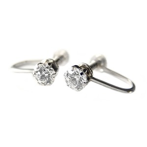 イヤリング スーパーキュービックジルコニア プラチナ Pt900 ハート&キューピッド H&C 0.5ctサイズ 一粒留 シンプル