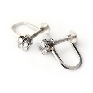 イヤリング スーパーキュービックジルコニア プラチナ Pt900 ハート&キューピッド H&C 0.5ctサイズ 一粒留 シンプル