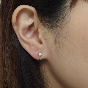 イヤリング スーパーキュービックジルコニア プラチナ Pt900 ハート&キューピッド H&C 0.5ctサイズ 一粒留 シンプル