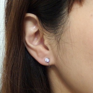 イヤリング スーパーキュービックジルコニア プラチナ Pt900 ハート&キューピッド H&C 大粒 1ctサイズ 一粒留 シンプル