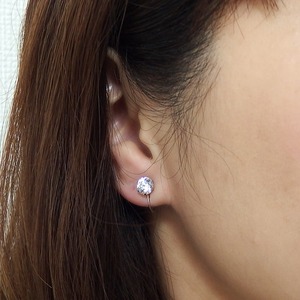 イヤリング スーパーキュービックジルコニア プラチナ Pt900 ハート&キューピッド H&C 超大粒 2ctサイズ 一粒留 シンプル