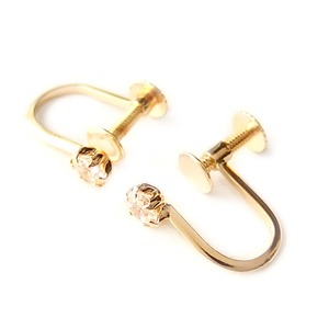 イヤリング スーパーキュービックジルコニア K18 イエローゴールド ハート＆キューピッド H＆C 0.2ctサイズ 一粒留 シンプル