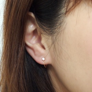 イヤリング スーパーキュービックジルコニア K18 イエローゴールド ハート＆キューピッド H＆C 0.2ctサイズ 一粒留 シンプル