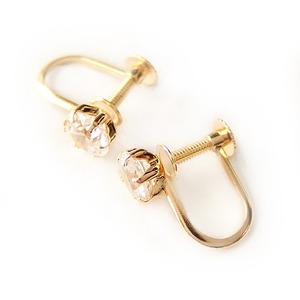 イヤリング スーパーキュービックジルコニア K18 イエローゴールド ハート&キューピッド H&C 大粒 1ctサイズ 一粒留 シンプル