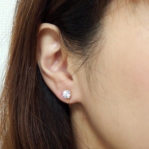 イヤリング スーパーキュービックジルコニア K18 イエローゴールド ハート&キューピッド H&C 超大粒 2ctサイズ 一粒留 シンプル