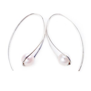 アコヤ真珠 パール ピアス K18 ホワイトゴールド ジプシーピアス 6mm 6ミリ珠 本真珠 真珠