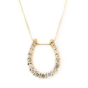 ダイヤモンド ネックレス K18 イエローゴールド 0.2ct ダイヤネックレス 馬蹄 ペンダント 