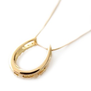 ダイヤモンド ネックレス K18 イエローゴールド 0.2ct ダイヤネックレス 馬蹄 ペンダント 