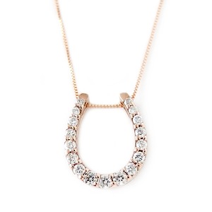 ダイヤモンド ネックレス K18 ピンクゴールド 0.2ct ダイヤネックレス 馬蹄 ペンダント 