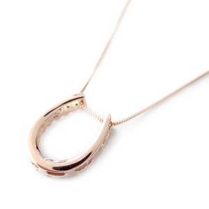 ダイヤモンド ネックレス K18 ピンクゴールド 0.2ct ダイヤネックレス 馬蹄 ペンダント 