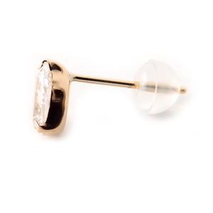 ピアス キュービックジルコニア K18 イエローゴールド ペアシェイプ 高品質 シリコン製ダブルロックキャッチ仕様 一粒留